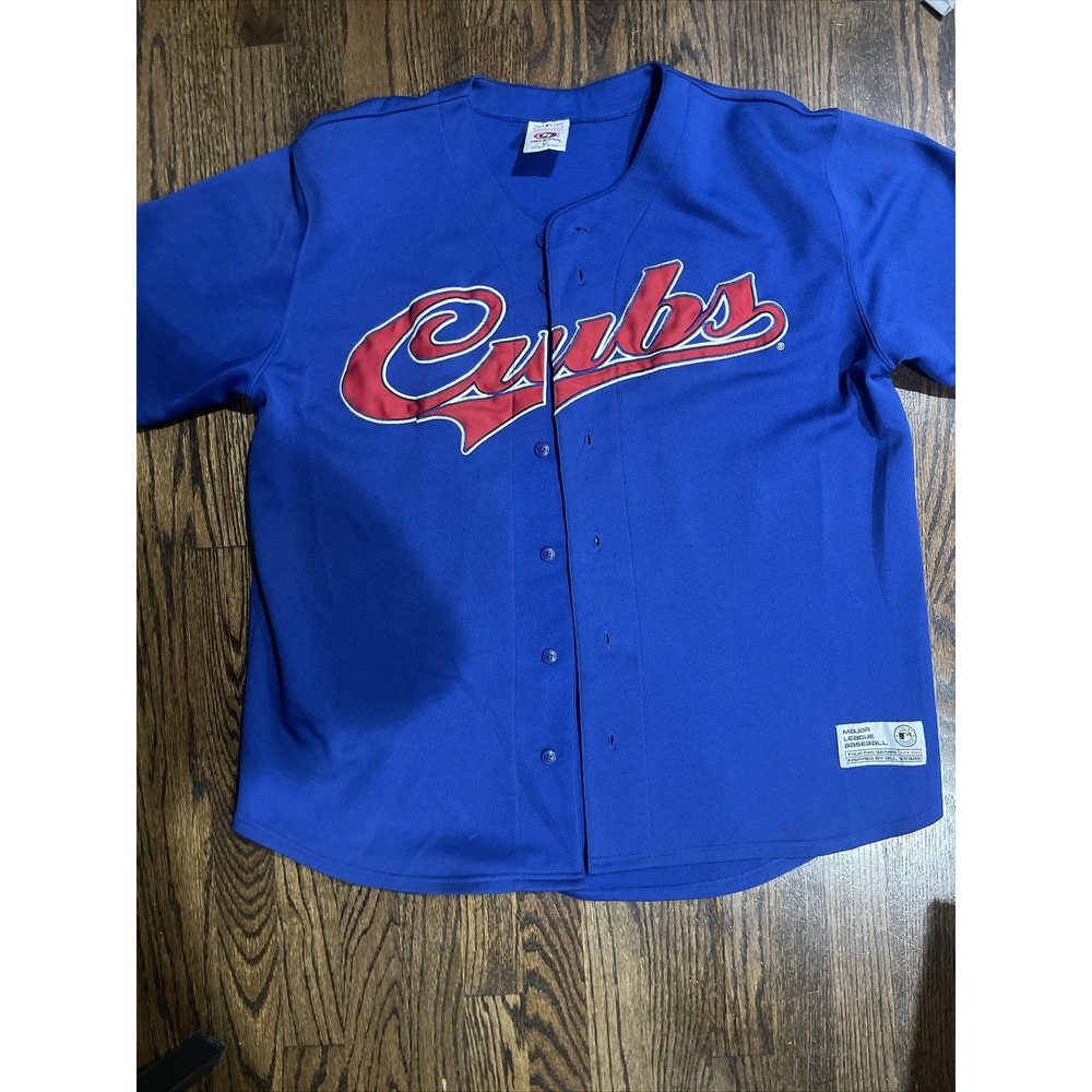 VTG Sammy Sosa #21 Chicago Cubs STITCHED SEWN‎ Blue Jersey Players Choice Mens L